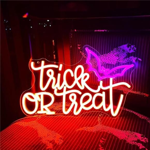 Halloween Neon Sign Trick Treat Neon Sign for Led Halloween Sign Bedroom Party - Picture 5 of 7